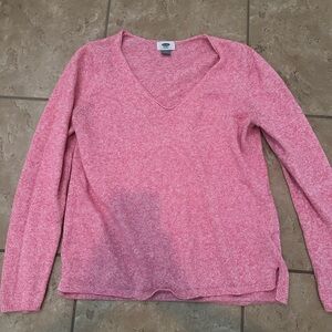 PINK KNIT V NECK SWEATER